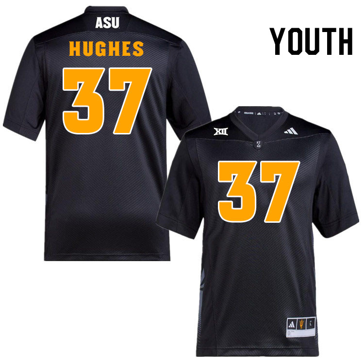 Youth #37 Martell Hughes Arizona State Sun Devils College Football Jerseys Stitched-Black